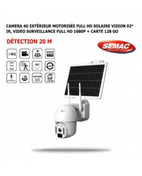 Camera 4G Extérieur Motorisée Solaire Vision 92° IR,