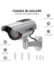 Caméra de Surveillance Factice Extérieur Energie Solaire Sans Fil - Circuit fermé de sécurité Lumière Clignotante LED Argent