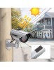Caméra de Surveillance Factice Extérieur Energie Solaire Sans Fil - Circuit fermé de sécurité Lumière Clignotante LED Argent