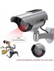 Caméra de Surveillance Factice Extérieur Energie Solaire Sans Fil - Circuit fermé de sécurité Lumière Clignotante LED Argent