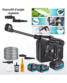 Nettoyeur Haute Pression Sans Fil , 3500W, 4.1 L/min à 200 Bars, 6 en 1, avec 2 Batteries et un dispositif d'angle réglable 360°