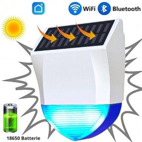 Sirène Wi-Fi, alarme extérieure 95dB étanche avec USB, télécommande