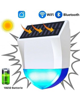 Sirène Wi-Fi, alarme extérieure 95dB étanche avec USB, télécommande