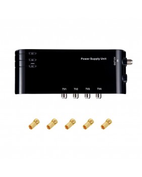 Alimentation d'intérieur Répartiteur 4 Sorties HDTV TNT HD 220/230V + 5 Fiches F - pour répartir Le Signal terrestre sans Perte