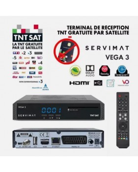 Décodeur Récepteur Satellite HD Servimat Vega 3 S.C TNTSAT avec Ports HDMI