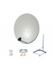 Kit Antenne Parabole 80cm Acier + Support balcon Acier 1m pour dalle béton 50X50cm + LNB single + Câble coax 25m + 2 fiches F