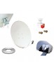 Kit Parabole 80cm Acier + LNB Twin 0,1 dB Full HD + Protection LNB Anti-pluie + 20m Câble Coaxial Twin + 2 Fiches F