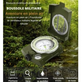 Boussole verte militaire multifonctionnelle, haute précision, style américain, extérieur, veilleuse, K4074, connaissance à chaud
