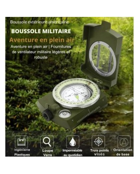 Boussole verte militaire multifonctionnelle, haute précision, style américain, extérieur, veilleuse, K4074, connaissance à chaud