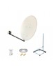 Kit Antenne Parabole 65 cm Acier + Support balcon Acier 1m pour dalle béton 50X50cm + LNB single + Câble coax 25m + 2 fiches F