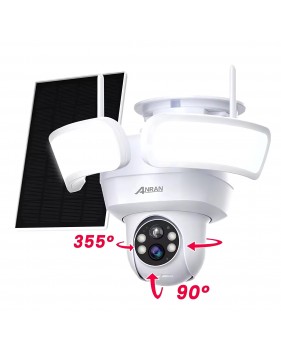 Caméra solaire de surveillance, sans fil avec 3MP full HD, Vision Nocturne 360 °, prise en charge de l' APP Alexa + Carte micro