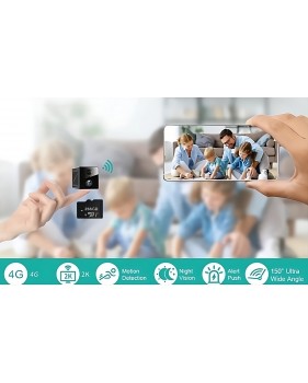 Mini caméra de surveillance IP WiFi HD 4G 2K, de sécurité sans fil, batterie Rechargeable 2000mAh + Carte micro TF 256 gb