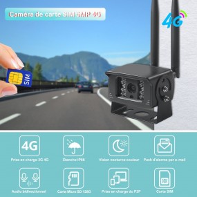 Caméra de Surveillance Sécurité extérieure IP SIM 3G 4G HD 5MP 1080P Sans Fil + Carte SD 128G + Lecteur - App, Audio bidirection