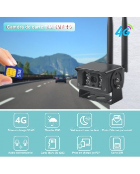 Caméra de Surveillance Sécurité extérieure IP SIM 3G 4G HD 5MP 1080P Sans Fil + Carte SD 128G + Lecteur - App, Audio bidirection