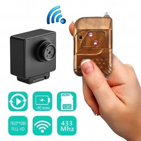 Mini Caméra Bouton Espion Full HD 1080p 30FPS avec Télécommande, Microphone Intégré + Carte micro TF SD 128GB