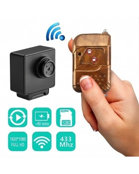 Mini Caméra Bouton Espion Full HD 1080p 30FPS avec Télécommande, Microphone Intégré + Carte micro TF SD 128GB