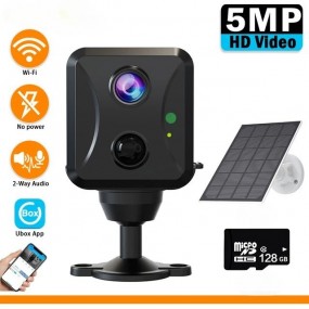 Mini caméra de sécurité solaire sans fil, caméra IP de surveillance avec panneau solaire, détection humaine, Wi-Fi, 5MP