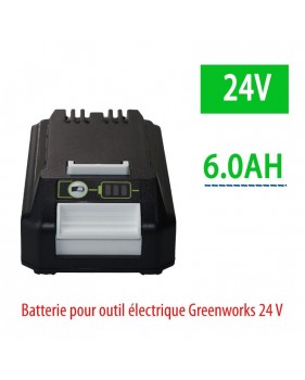 Batterie aste Eddie Ion pour outils électriques Greenworks, remplacement, 24V 6000mAh, compatible 20352, 22232