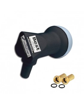 LNB Single Universel Best Germany HG101 Gain 70 dB Tête Parabole 0,1dB HD 4K + 2 Fiches F OR