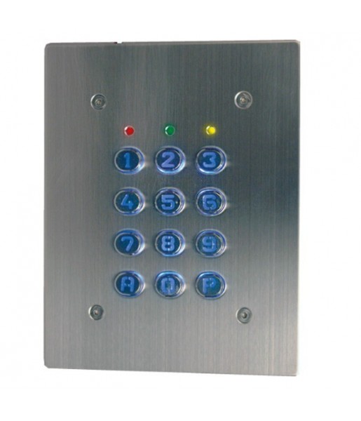 Clavier à code filaire SU2EABTMG touches métal à encastrer avec plastron inox 12-24V AC-DC - 60 codes