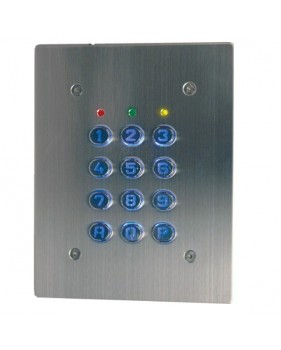 Clavier à code filaire SU2EABTMG touches métal à encastrer avec plastron inox 12-24V AC-DC - 60 codes