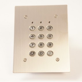 Clavier à code filaire SU2EAB touches abs à encastrer avec plastron inox SU2EAB - 12/24V AC-DC - 60 codes