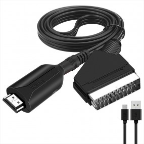 Adaptateur audio vidéo portable HDMI vers câble péritel convertisseur de fils avec câble USB pour TV HD lignes DVD 720P 1080P