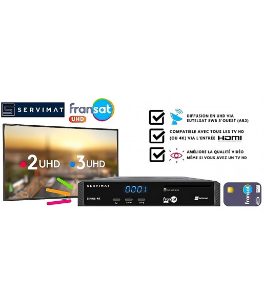 Décodeur FRANSAT 4K Servimat Sirius + Carte FRANSAT
