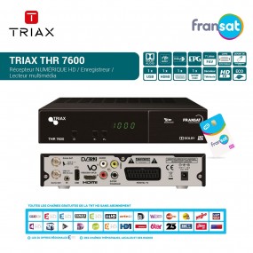 Récepteur Décodeur Satellite HD Triax THR 7600 FRANSAT + Carte FRANSAT - Enregistreur Lecteur multimédia, PVR ready, Time Shift,