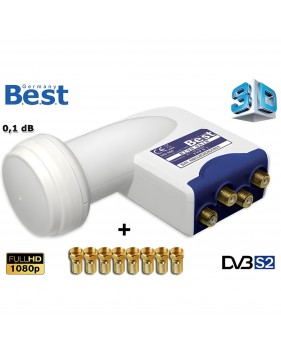 LNB Quad 0,1 dB Best Germany HG404 Universel HD 3D