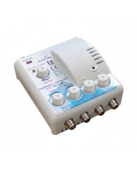 Amplificateur distributeur intérieur 4 sorties F UHF Tonna 402664 - Filtre LTE 700 4G 5G, Gain 22 x 4 dB, réglable avec mesureur