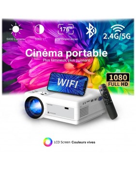 Vidéoprojecteur Full HD 1080P 4K Wifi Mini LED Portable Projecteur 2.4G 5G Bluetooth Pour Smartphone Vidéo Home Office Camping