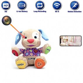 Chien en peluche pour enfant avec Caméra cachée 1280p/30 FPS - JOUET 16 GO avec longue autonomie et détection de mouvement