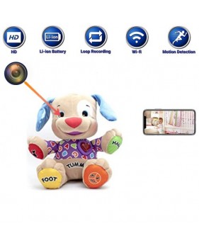 Chien en peluche pour enfant avec Caméra cachée 1280p/30 FPS - JOUET 16 GO avec longue autonomie et détection de mouvement