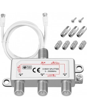 Neoteck Séparateur Cable 3 Voies Satellite TV Aérien Kit F Connecteur Male vers Femelle Large Bande avec Fiches F Cable Coaxial