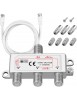 Neoteck Séparateur Cable 3 Voies Satellite TV Aérien Kit F Connecteur Male vers Femelle Large Bande avec Fiches F Cable Coaxial
