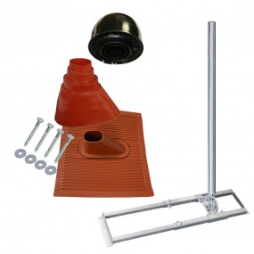Support de chevrons toit fixation antenne SAT + Manchon Pour Mât Rouge + Tuile plastique / alu Rouge + Capuchon de Mât + Jeu de