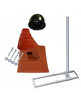 Support de chevrons toit fixation antenne SAT + Manchon Pour Mât Rouge + Tuile plastique / alu Rouge + Capuchon de Mât + Jeu de