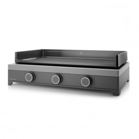 Plancha Gaz - Forge Adour Modern G 75 A - Puissance 6 Kw, Avec 3 Brûleurs, Châssis Acier Noir Et Gris Clair