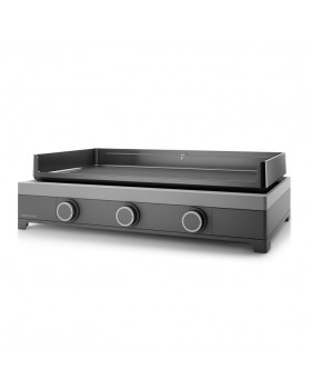 Plancha Gaz - Forge Adour Modern G 75 A - Puissance 6 Kw, Avec 3 Brûleurs, Châssis Acier Noir Et Gris Clair