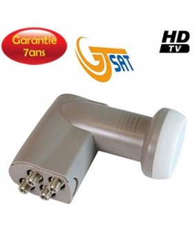 LNB QUAD 0.1 dB Premium RELOOK / GTSAT - Compatible TVHD - 7ans de garantie