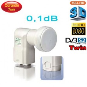 LNB Twin 0,1 dB GO ECO/ GTSAT - Compatible HDTV et 3D ready - 40mm - 7 ans de garantie