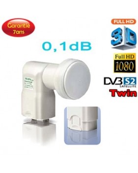 LNB Twin 0,1 dB GO ECO/ GTSAT - Compatible HDTV et 3D ready - 40mm - 7 ans de garantie